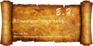 Biswanger Henriett névjegykártya